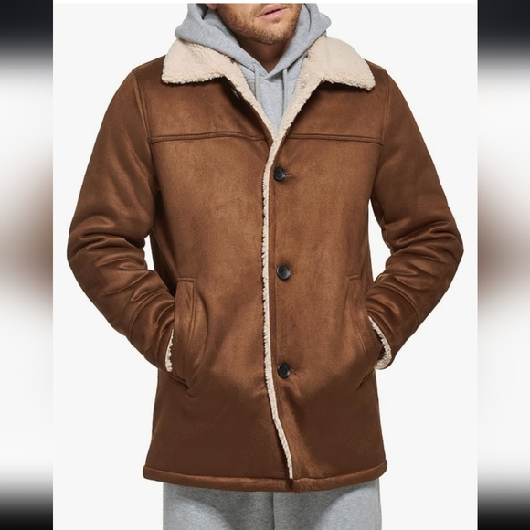 Calvin Klein Other - Calvin Klein Brown Pea Coat with Shearling Collar